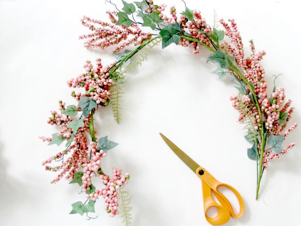 Floral headband with scissors.