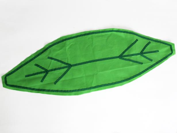 Sew ribbon on Leaf fabric.