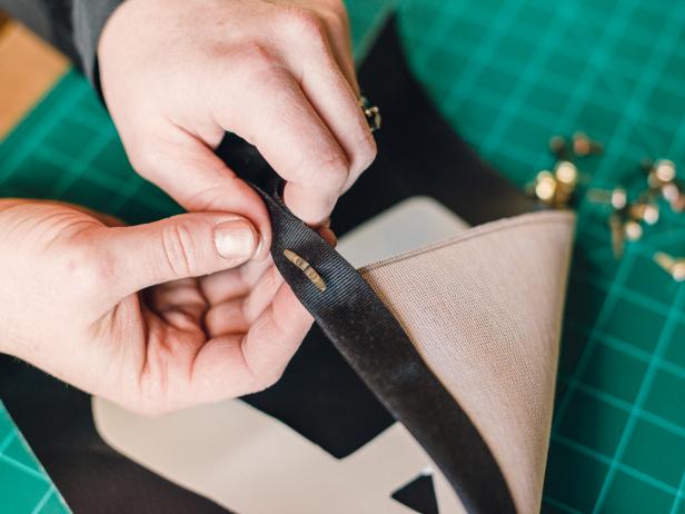 Step 9b: Place a brad into the slit on ribbon. Step 9b: Place a brad into the slit on ribbon.