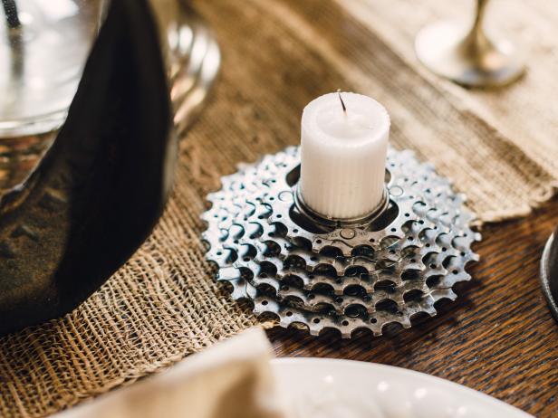 Gear tabletop candle votive