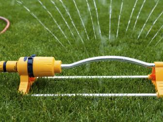 Watering Lawn with Sprinkler
