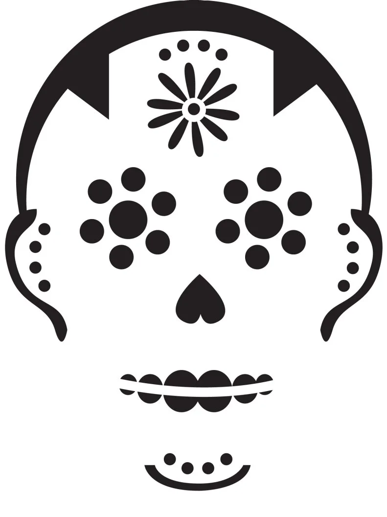 Sugar Skull Pumpkin-Carving Stencil