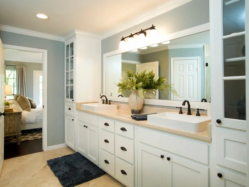 Vertical Cabinets Add Storage to Bathroom 