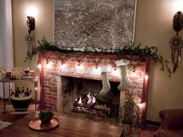 Fireplace Decorated for the Holidays