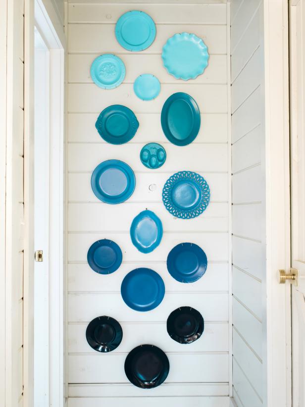 Turn mismatched plates into modern art with clever arrangement techniques and spray paint.