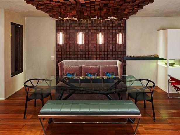 Wood Accent Wall in Dining Room Wood Accent Wall in Dining Room
