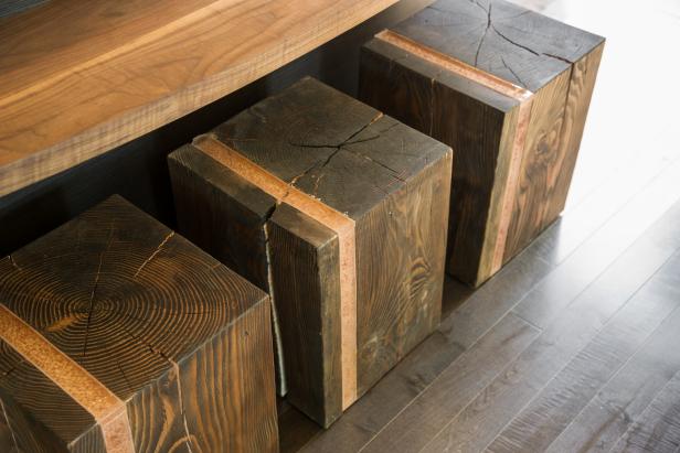 Wood Stump Stools in Kitchen Wood Stump Stools in Kitchen