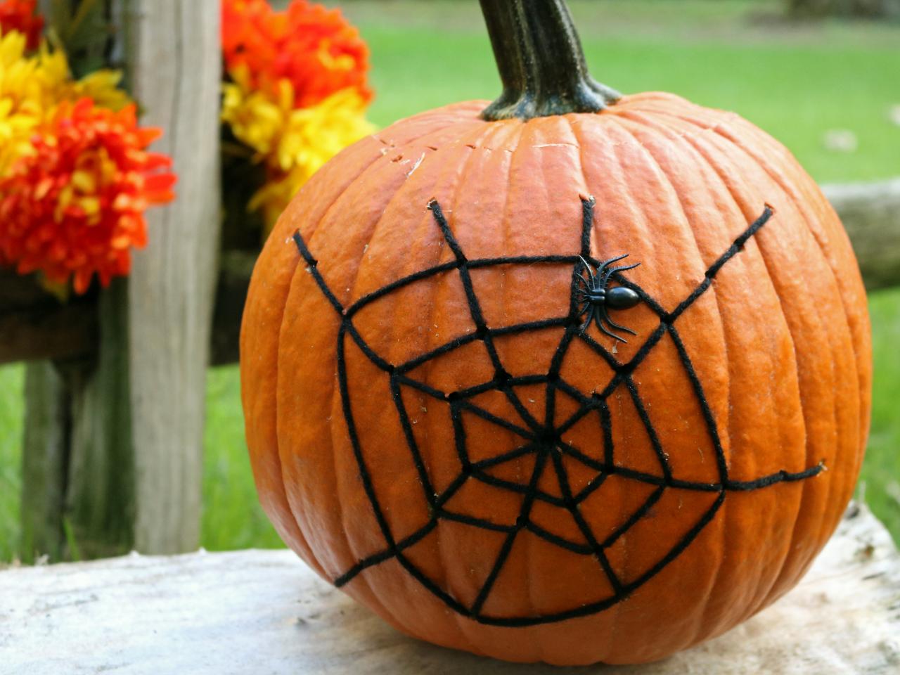 Halloween Decoration Spider Web Pumpkin How tos DIY