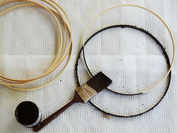 Stained Embroidery Hoops for a DIY Light Fixture Stained Embroidery Hoops for a DIY Light Fixture