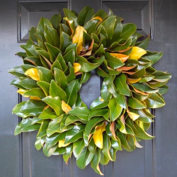 DIY Fresh Magnolia Wreath for Front Door DIY Fresh Magnolia Wreath for Front Door