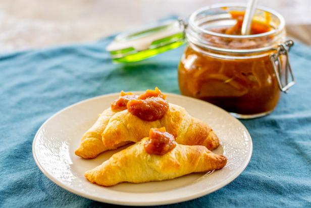Serve Pumpkin Butter on Freshly Bake Croissants plate of croissants with pumpkin butter