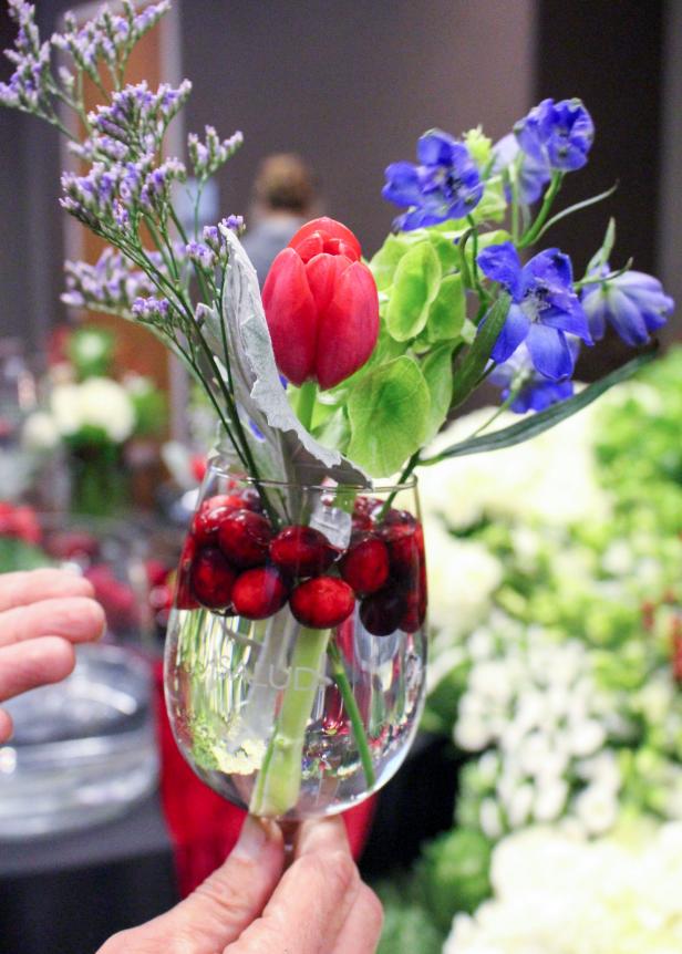 Wine Glass Flower Arrangement flowers in wine glass