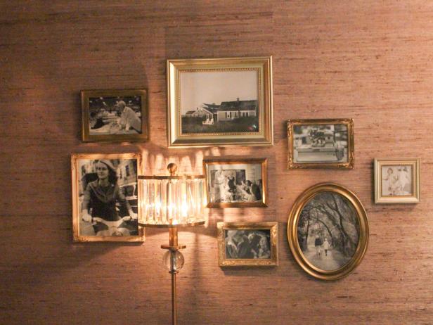 Family Photos in Powder Room powder room