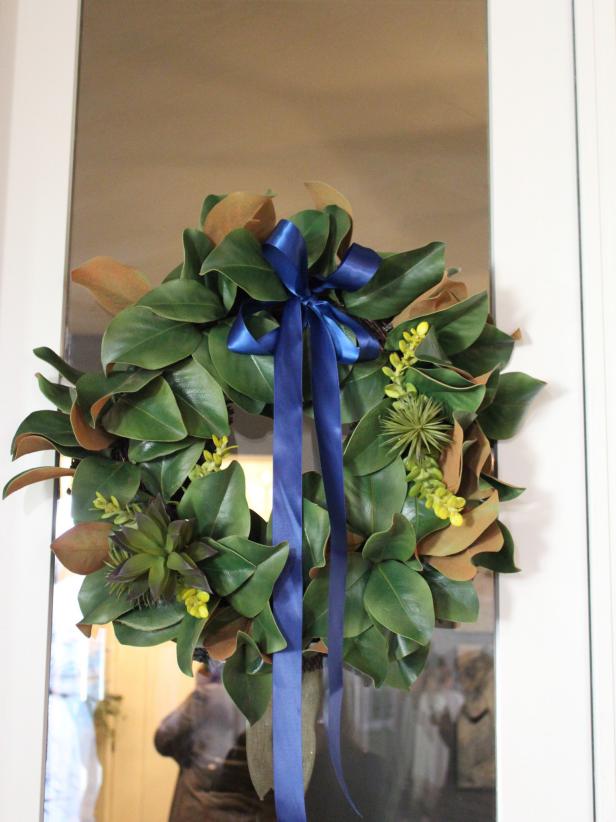 Magnolia Wreath With Succulents wreath