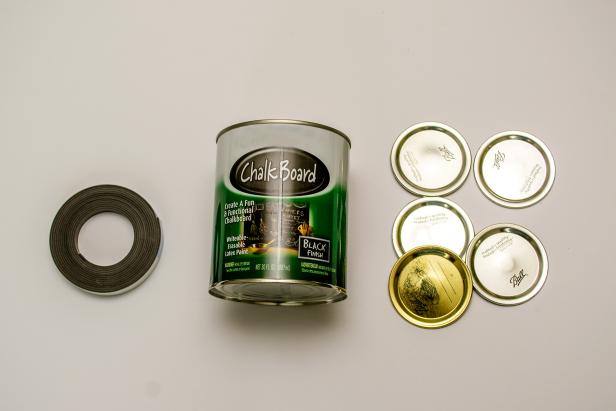 Supplies to Make Canning Lid Magnets Magnet Roll, Chalkboard Paint, Canning Lids