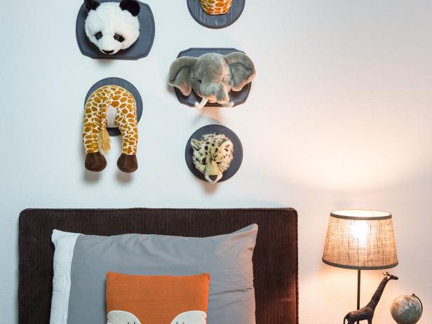 mounted stuffed animal heads