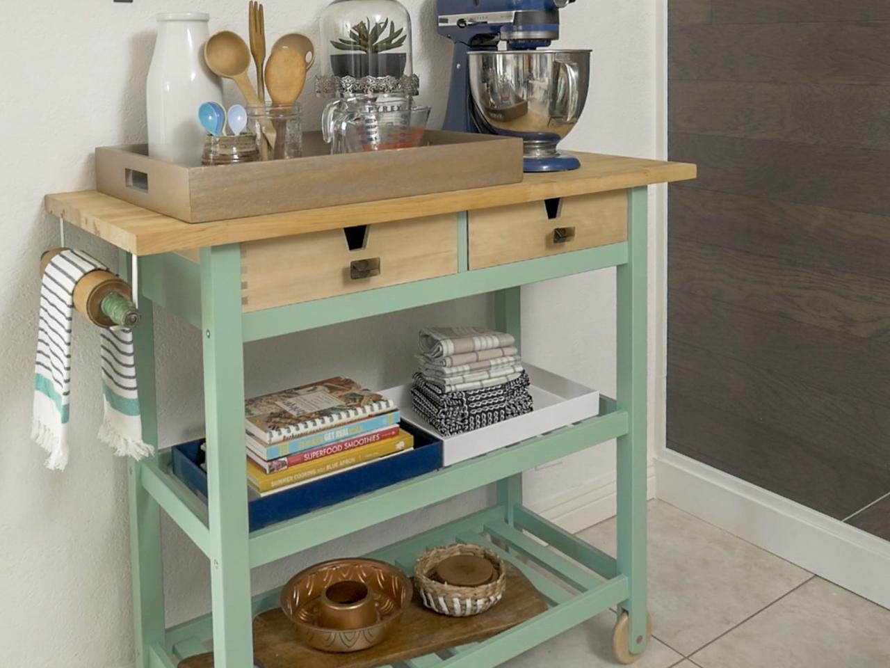 Wooden How To Make Your Own Kitchen Island Cart with Dual Monitor