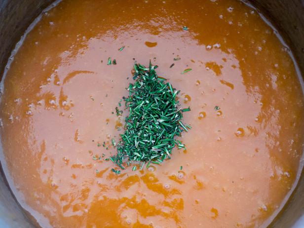 Add Chopped Rosemary to Peach Puree Add Chopped Rosemary to Peach Puree