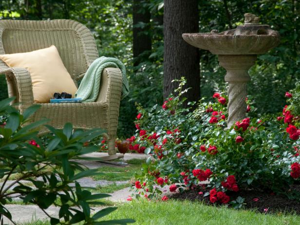 Chair with Binoculars and Birdbath Chair with Binoculars and Birdbath