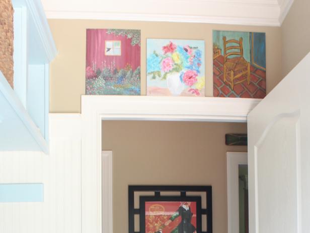 Cottage Blue Laundry Room with Paintings Cottage Blue Laundry Room with Paintings