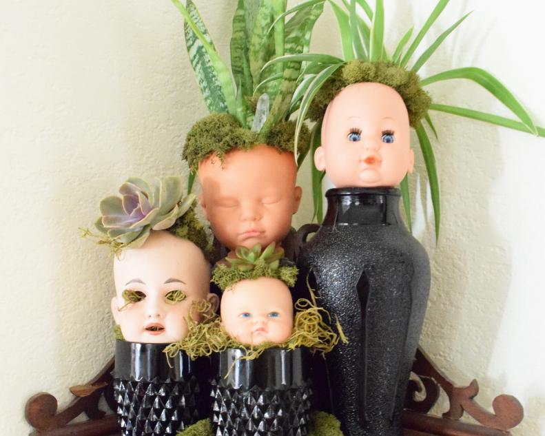 Halloween Doll Head Planters