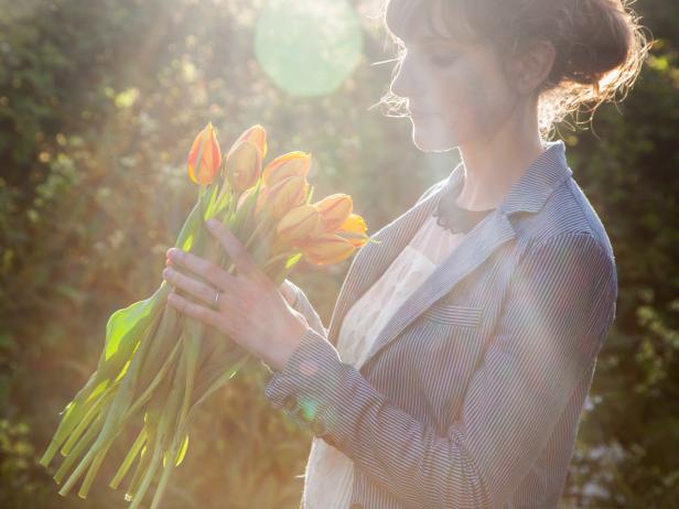 Woman With Tulip Bouquet Woman With Tulip Bouquet