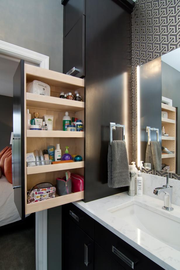 Small Bathroom Storage with Pull-out Shelves Small Bathroom Storage with Pull-out Shelves
