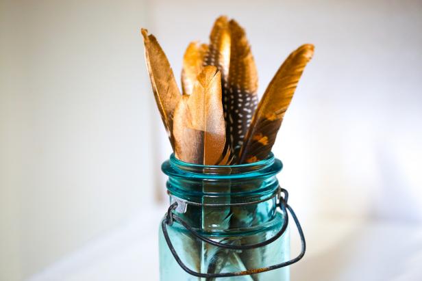 Add Gold Paint to Feathers Add Gold Paint to Feathers