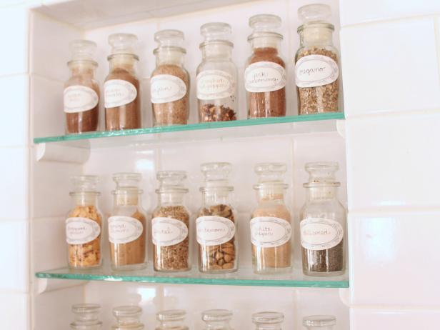 Dry Spices in Glass Jars Dry Spices in Glass Jars