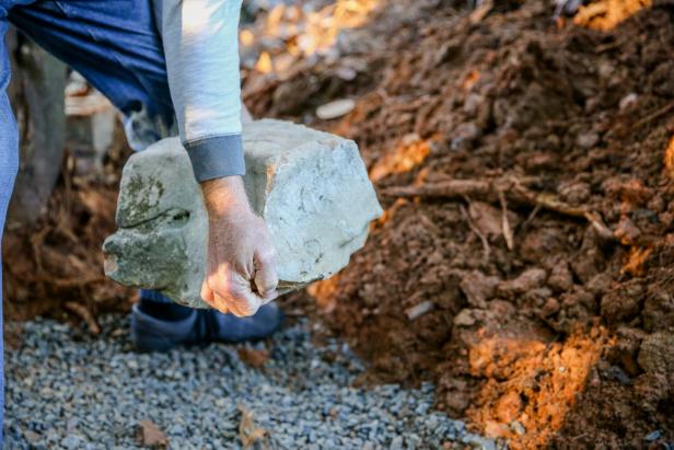 Photo Showing Placement of First Row of Boulders
