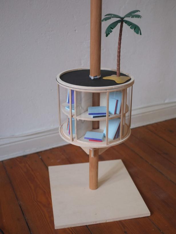 Circular Library Attached to Pole Circular Library Attached to Pole