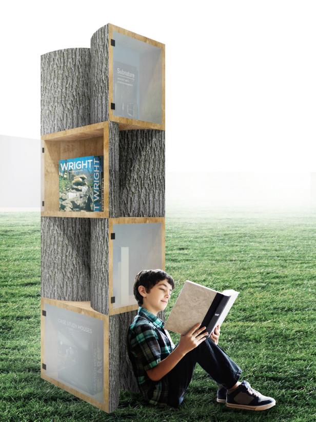 Tree Little Library with Boy Reading Tree Little Library with Boy Reading