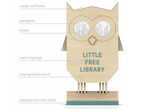 Owl Little Library Diagram from Front Owl Little Library Diagram from Front