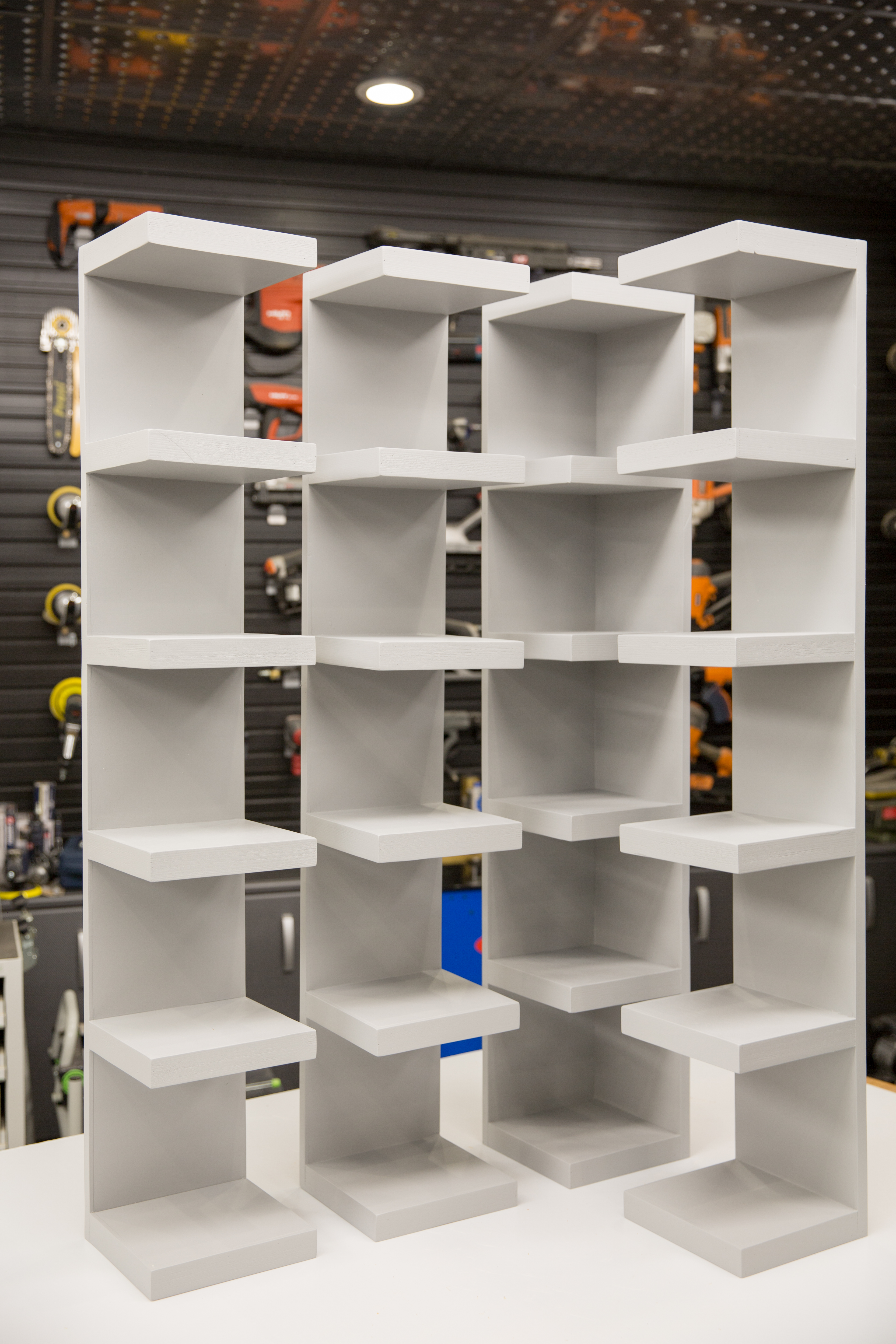 lookthrough display shelves built in