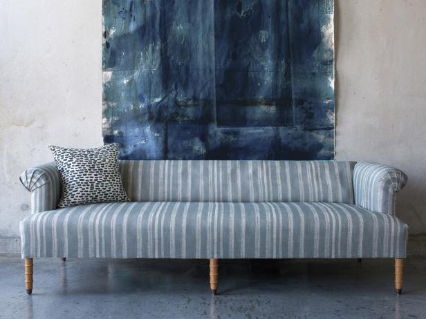 Blue and White Couch and Artwork Blue and White Couch and Artwork