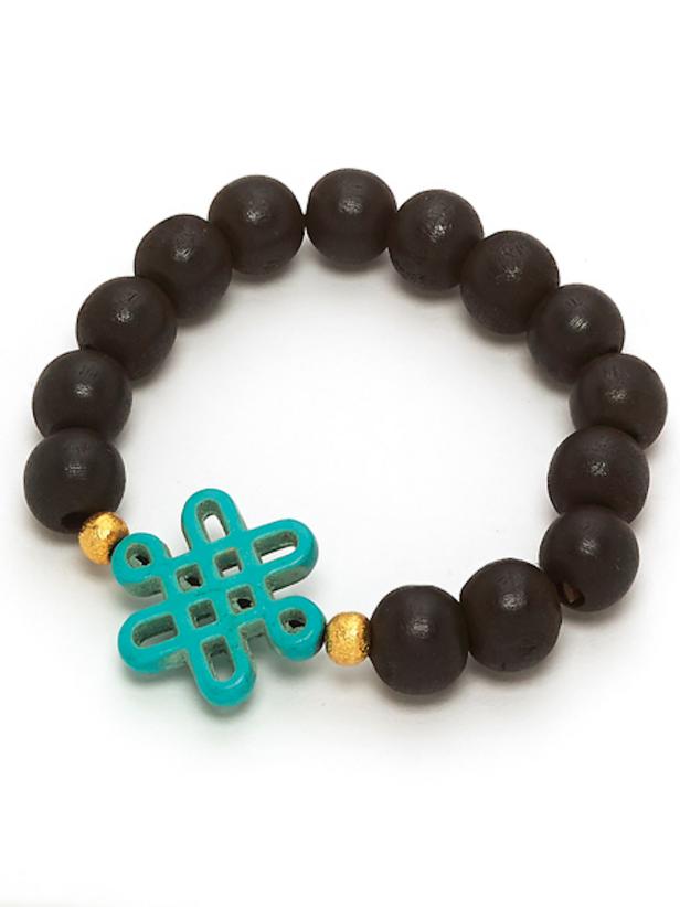 Wood Bracelet with Turquoise Knot Wood Bracelet with Turquoise Knot