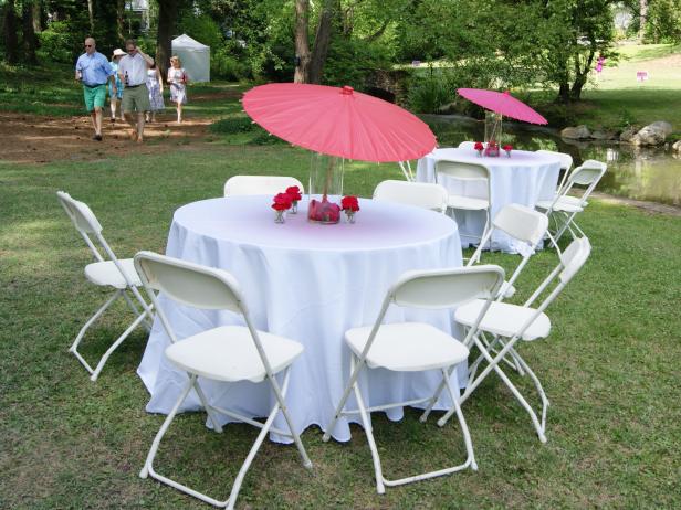 Colorful Garden Party Decor with Umbrellas Colorful Garden Party Decor with Umbrellas