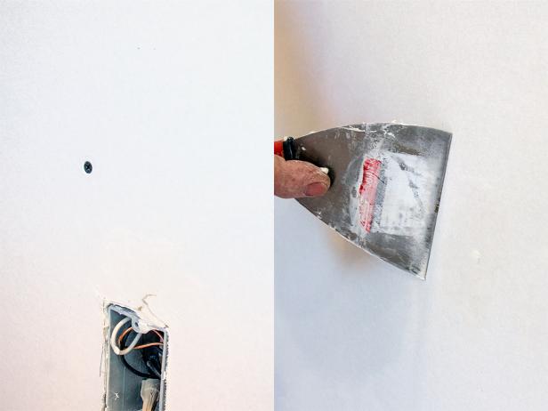 While the joint compound dries on the seams, cover any screw dimples. You may need to tighten some screws so they don't protrude above the sheetrock surface.