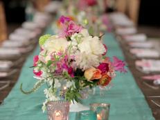 Flowers, fruit and vintage items help create artful wedding table settings.