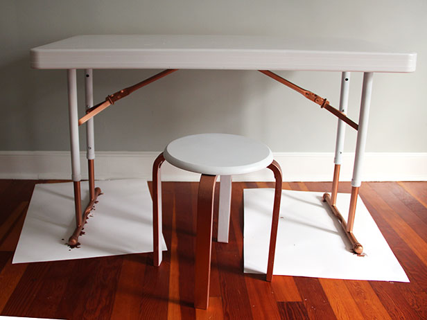 A Plastic Folding Desk Into Chic, How To Make Metal Folding Table Legs