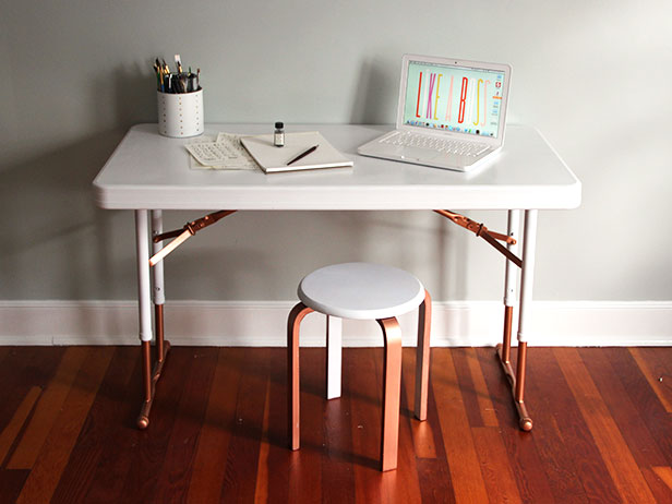 Upcycle A Plastic Folding Desk Into A Chic Desk How Tos Diy