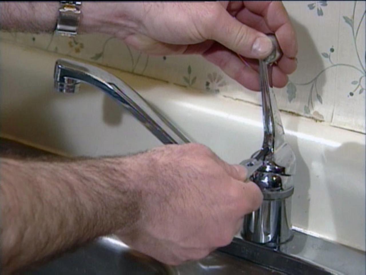 tap in kitchen sink leaking from handle