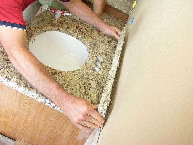 How To Install A Bathroom Countertop, Install Vanity Backsplash
