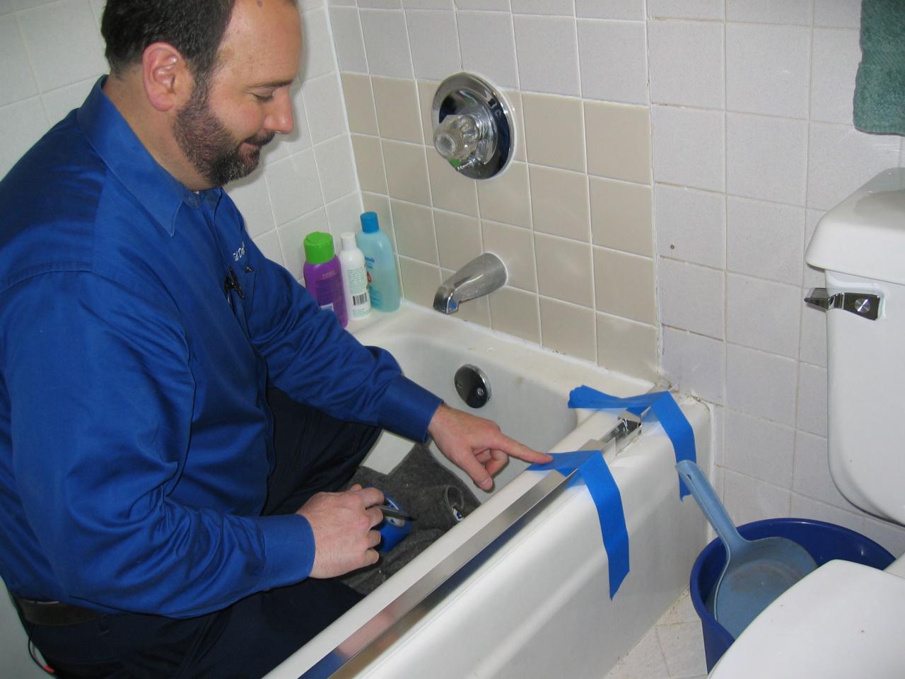 shower door replace bottom track diy tub inside dam