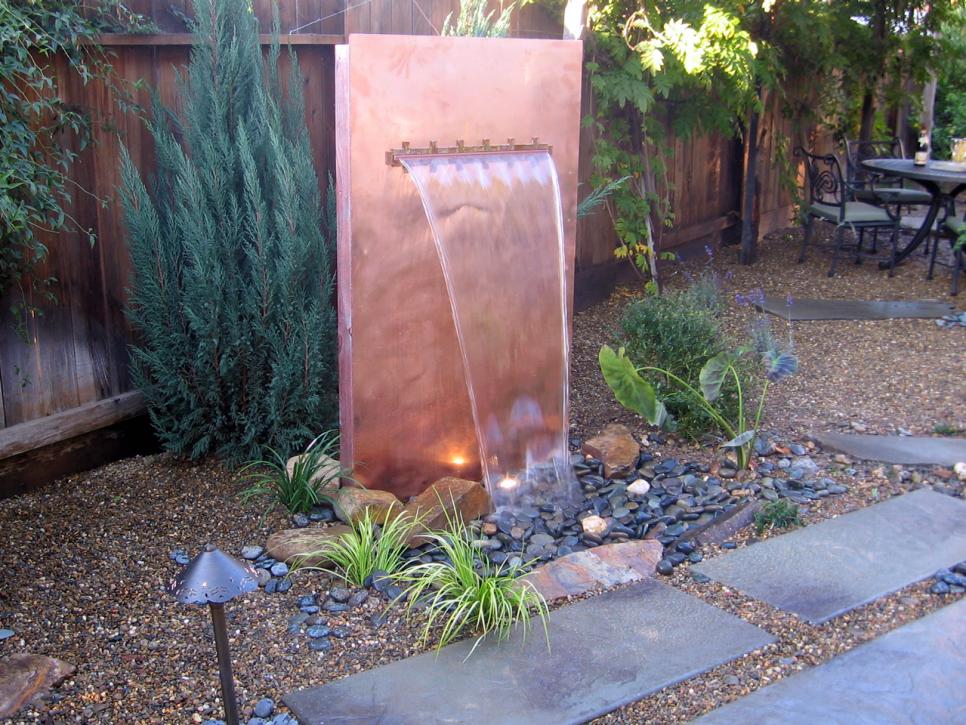 Backyard waterfall fountain