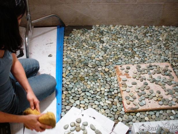 How To Lay A Pebble Tile Floor, Pebble Stone Tile Flooring