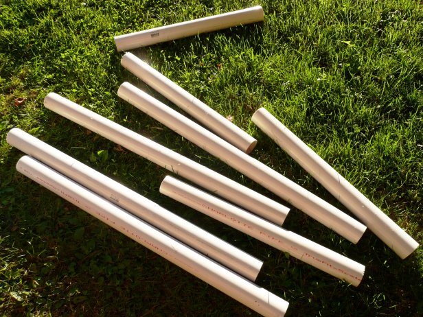 Cut PVC pipes to the right size to create your nautical headboard.
