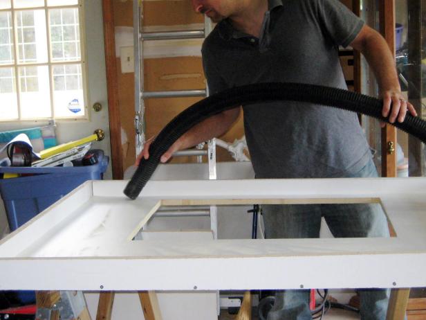 The bottom of the mold will be the top of the countertop, so it’s important the concrete sets on a debris-free surface.