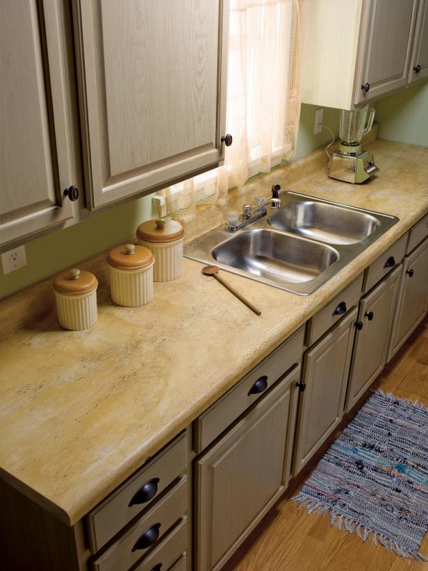Refinish Laminate Countertops, How To Paint Wood Countertops Look Like Granite Tiles