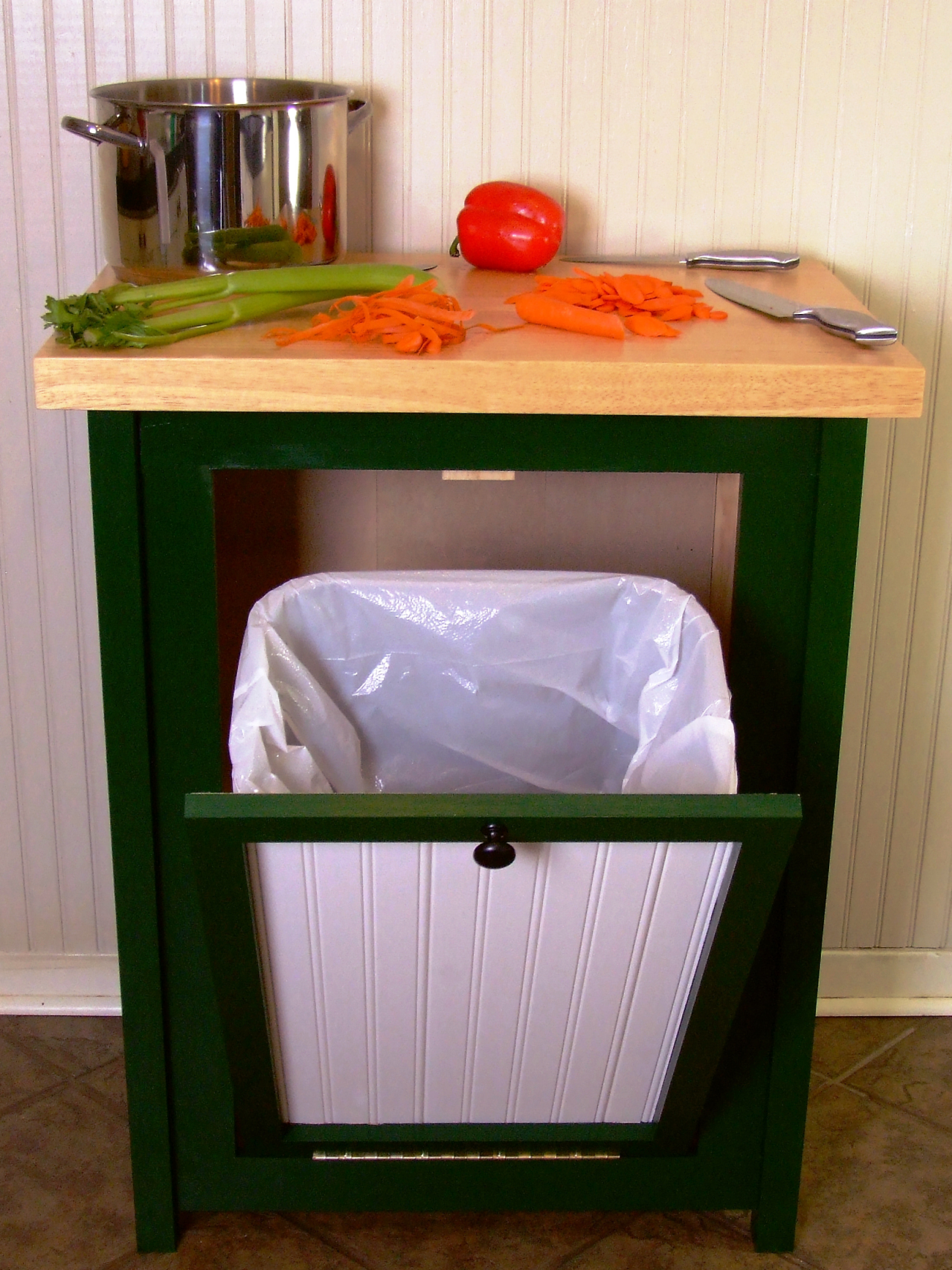 How To Build A Trash Bin With A Butcher Block Countertop How Tos